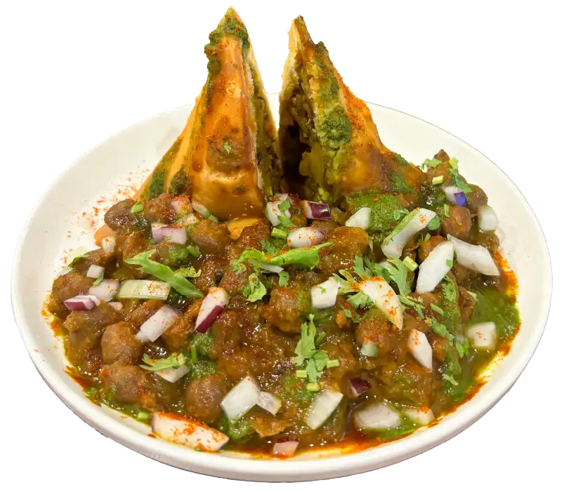 Samosa Chaat with Chole
